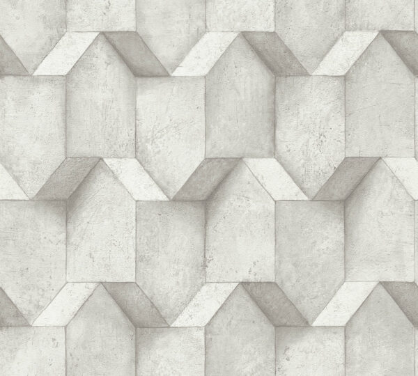 Die Tapete hat ein Design, das an natürlichen Kalkstein erinnert und in Weiß und Grau Farbtönen gehalten ist, mit 3D-Struktur, die Tiefe und Dimension verleiht und eine moderne und edle Optik.