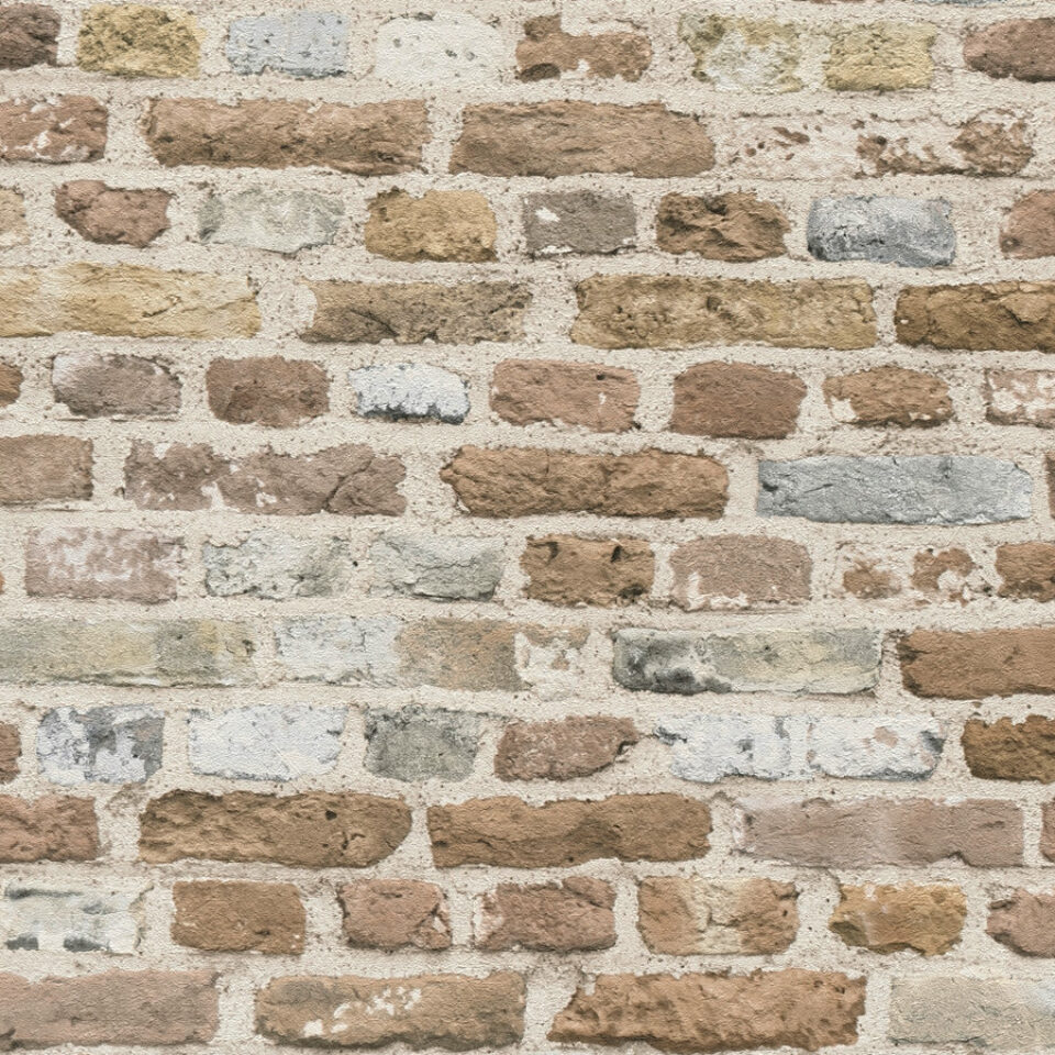 Die Braune Steintapete im Ziegelmauer-Design präsentiert sich in zeitlosem Braun-Grau und verleiht jedem Raum eine rustikale und authentische Optik durch das realistische Ziegelmauer-Design, es wirkt wie eine echte Ziegelmauer.