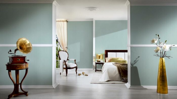Erleben Sie die Schönheit der Tapete Mintgrün Uni, seidenmatt mit Strukturmuster. Luxuriös, edel und interessant. Bringen Sie Ihre Wände zum Strahlen mit unserer Tapete von lass-es-machen.de