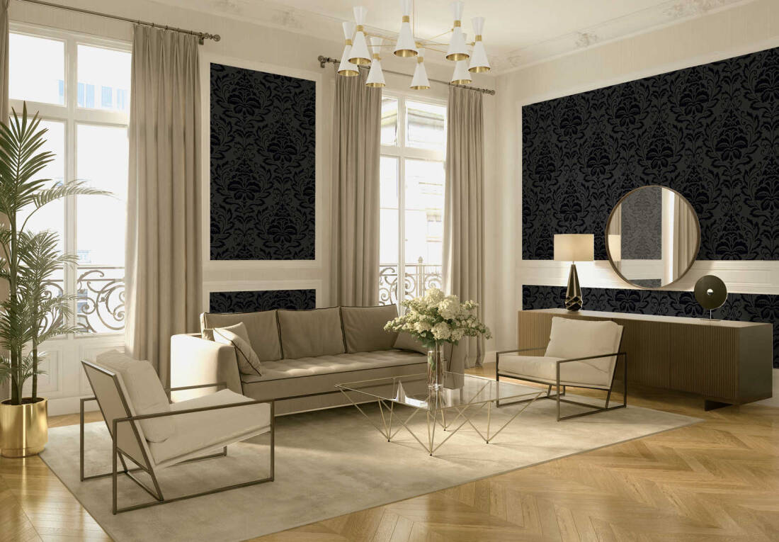 AS Creation Tapete - Barock - Schwarz  Die A.S. Création Vliestapete aus der Kollektion "Black is Beautiful", Modell 255426, ist eine stilvolle Wahl für die Gestaltung Ihrer Innenräume.